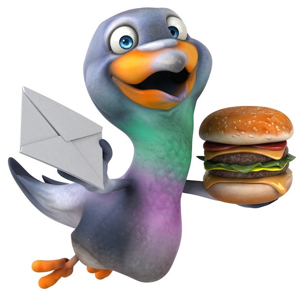 Funny pigeon 3D illustration