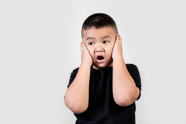 Funny portrait boy studio photo