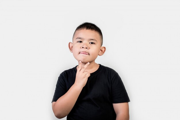 Funny portrait boy studio photo