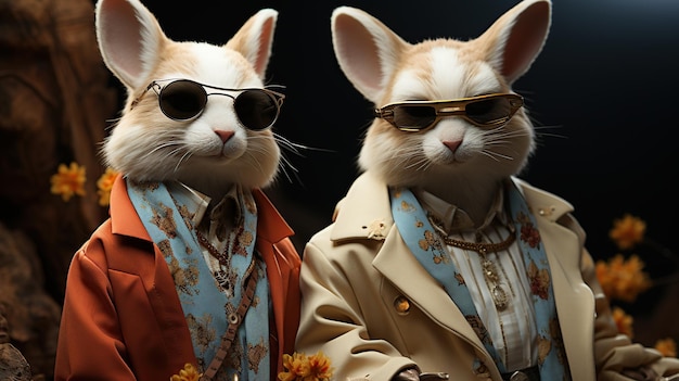 Free photo funny rabbits in sunglasses