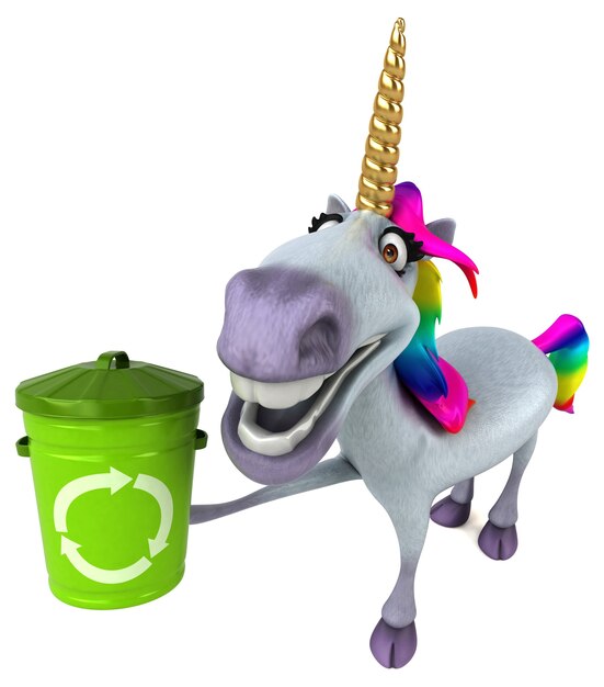 Funny unicorn 3D illustration