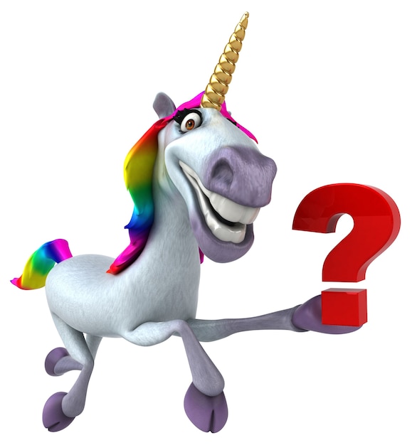 Funny unicorn 3D illustration