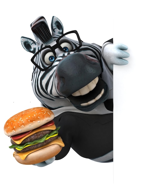 Funny zebra 3D illustration