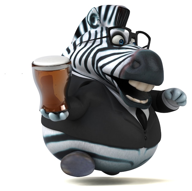 Funny zebra 3D illustration
