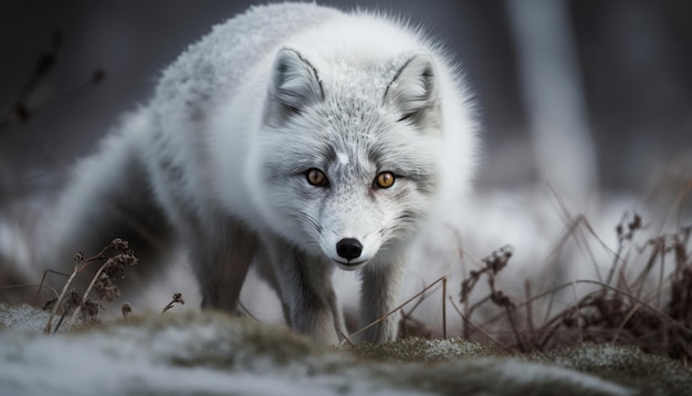 Foto gratuita muso di pelliccia e bellezza della natura un lupo generato dall'intelligenza artificiale