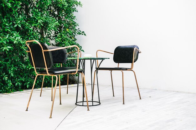 Furnitures with empty chair and table