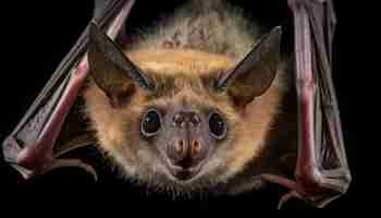 Free photo furry bat stares scared in dark night generated by ai