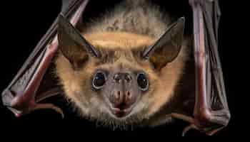 Free photo furry bat stares scared in dark night generated by ai