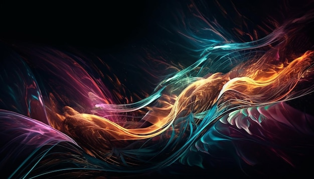Futuristic abstract design multi colored wave pattern flowing generated by AI