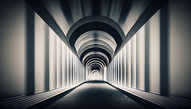 Futuristic architecture in underground subway station generated by AI