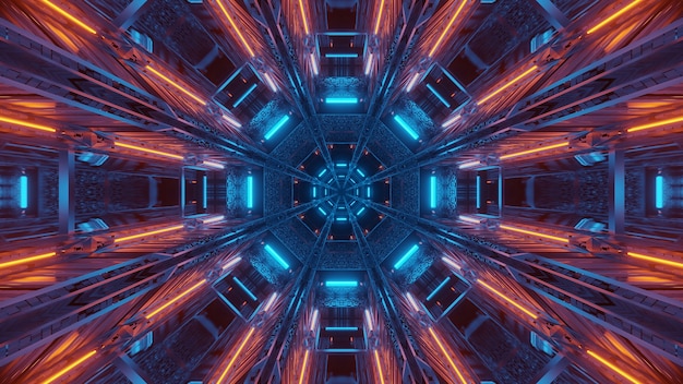 Бесплатное фото Футуристический фон с светящимся абстрактным неоновым светом
