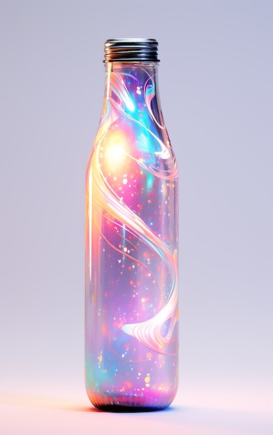 Free photo futuristic brightly colored soda bottle