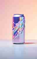 Free photo futuristic brightly colored soda can