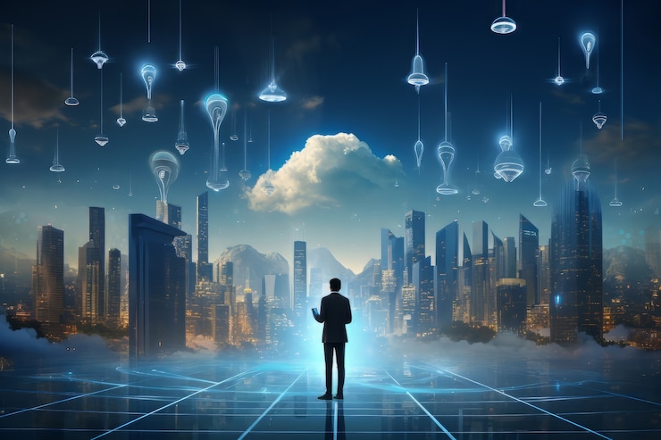 Free Photo futuristic business scene with ultra modern ambiance