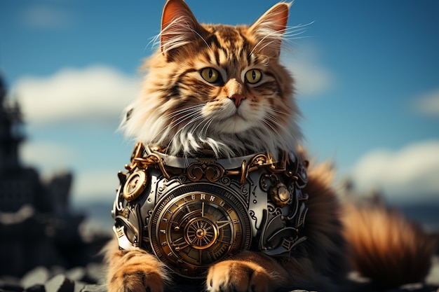 Free photo futuristic cat concept