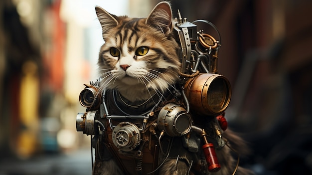 Free photo futuristic cat concept