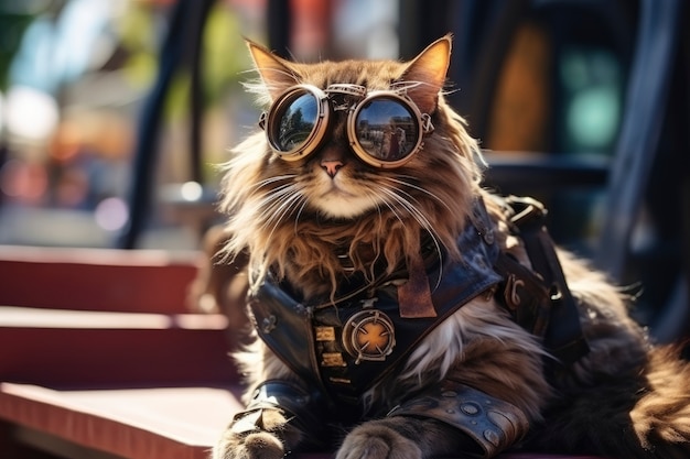 Free photo futuristic cat with goggles