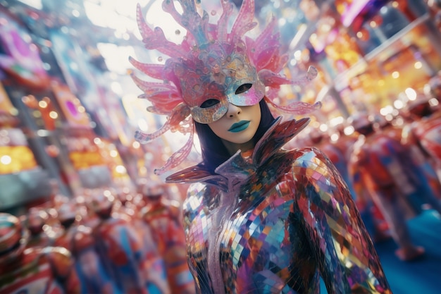 Foto gratuita personaggio futuristico in un ritratto di carnevale