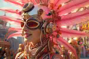 Free photo futuristic character at carnival portrait