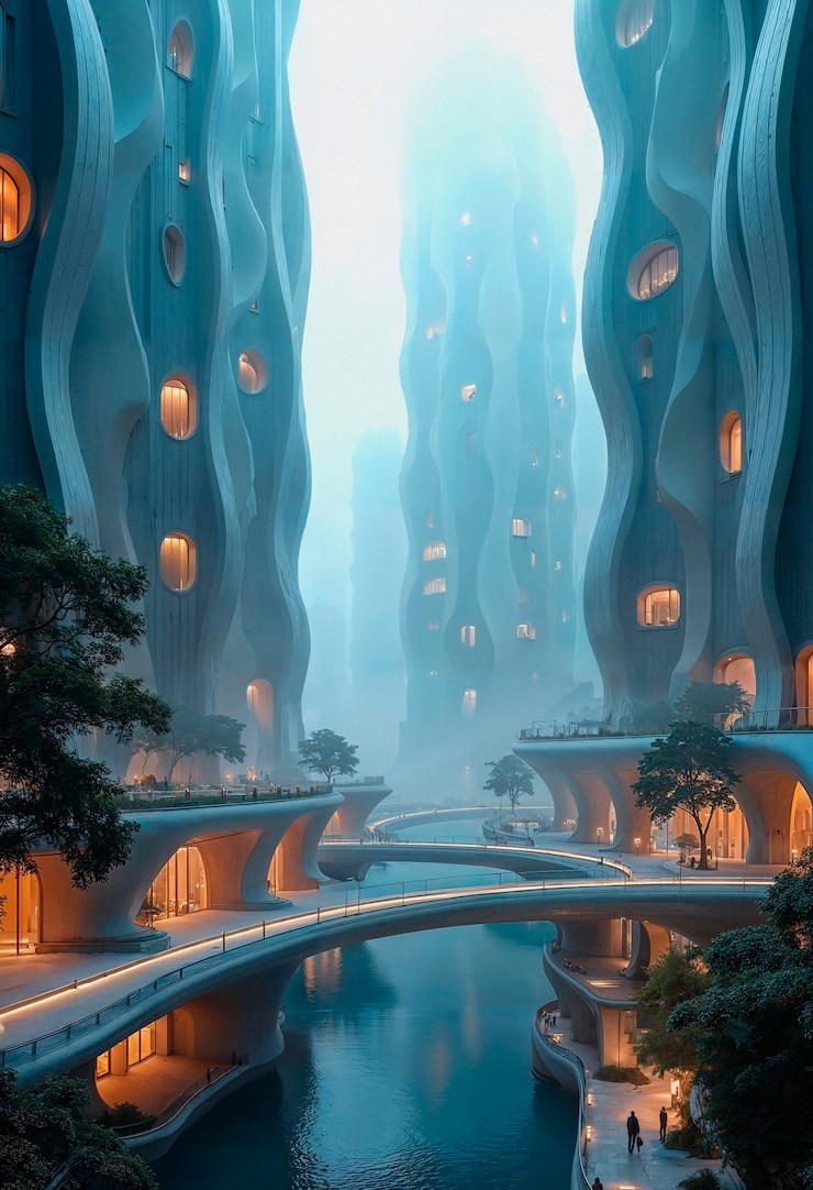Free Photo futuristic city architecture