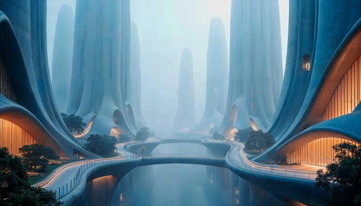 Free Photo futuristic city architecture