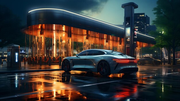 Free photo futuristic concept art of electric car station