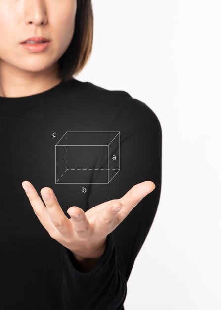 Futuristic digital presentation by woman in black shirt