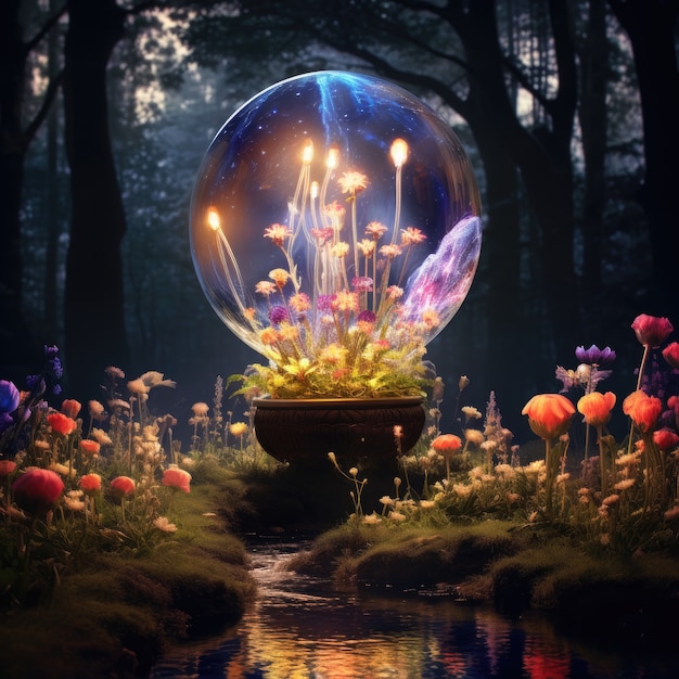 Free photo futuristic and fantastical light lamp design