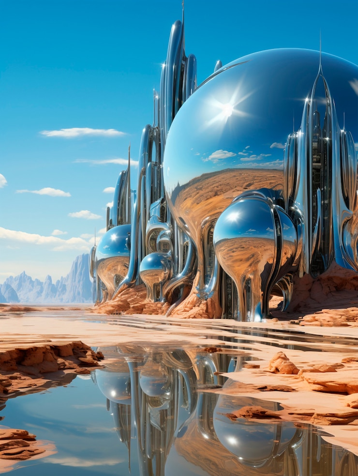 Free Photo futuristic fantasy scene landscape