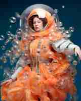 Free photo futuristic fantasy scene with abstract costume