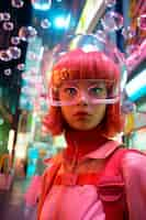 Free photo futuristic fantasy scene with abstract costume