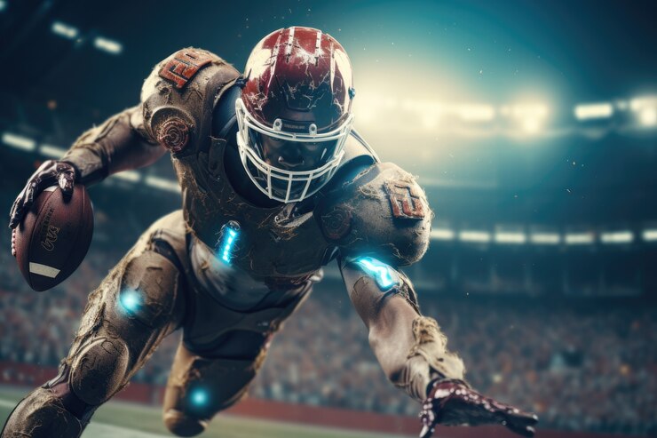 Free Photo futuristic football soccer player with glowing lights