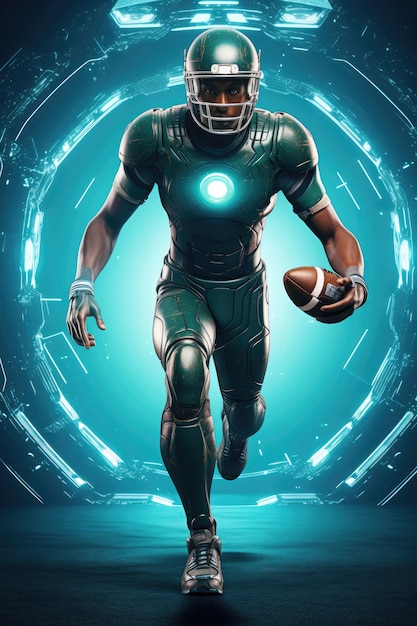 Free photo futuristic football soccer player with glowing lights