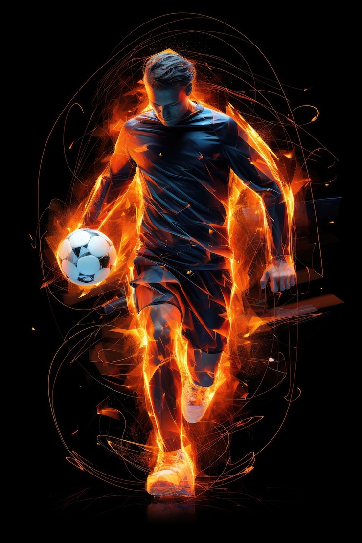 Free Photo futuristic football soccer player with glowing lights