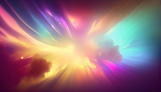 Futuristic galaxy exploding in vibrant multi colored shapes generated by AI