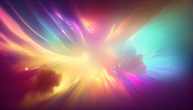 AI によって生成された鮮やかな色とりどりの形で爆発する未来的な銀河