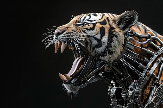 未来的な半ロボットタイガー
