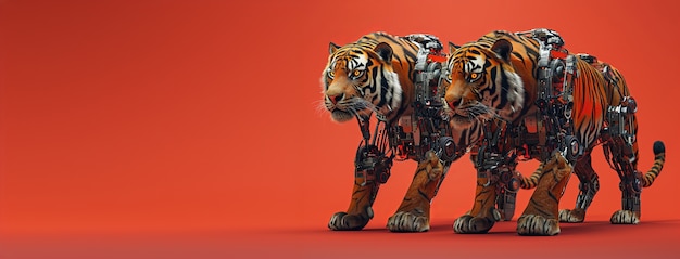 Foto gratuita futuristica tigre mezzo robot