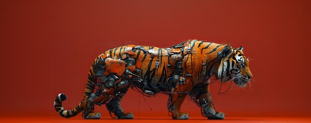 Foto gratuita futuristica tigre mezzo robot