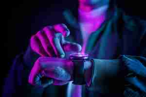 Free photo futuristic hologram smartwatch wearable technology