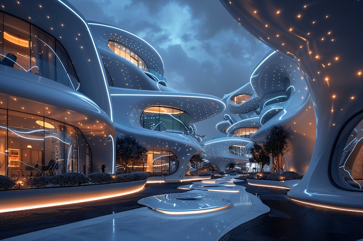 Free Photo futuristic landscape of dubai