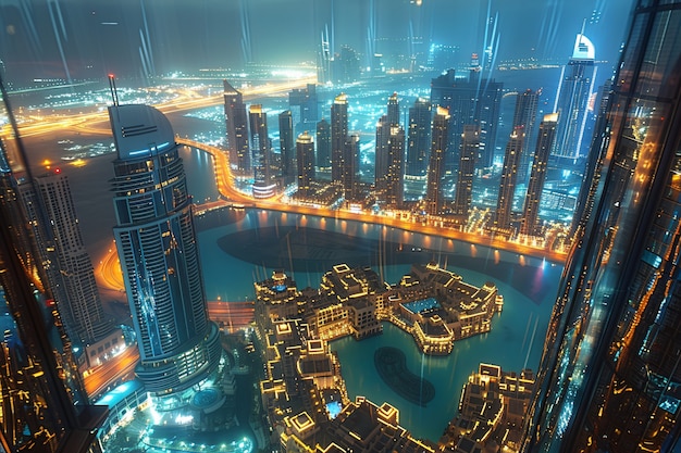 Foto gratuita paesaggio futuristico di dubai