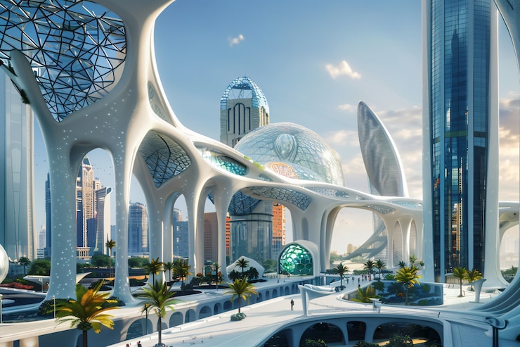 Free Photo futuristic landscape of dubai