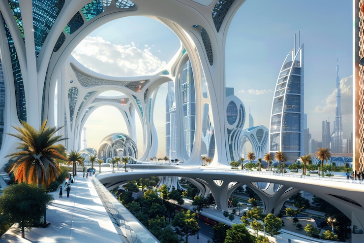 Free Photo futuristic landscape of dubai