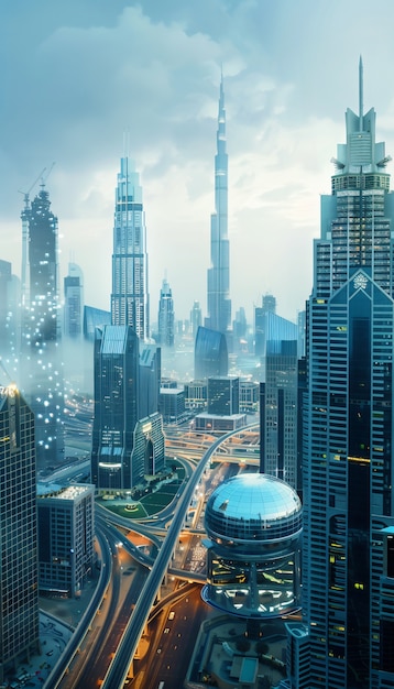 Foto gratuita paesaggio futuristico di dubai