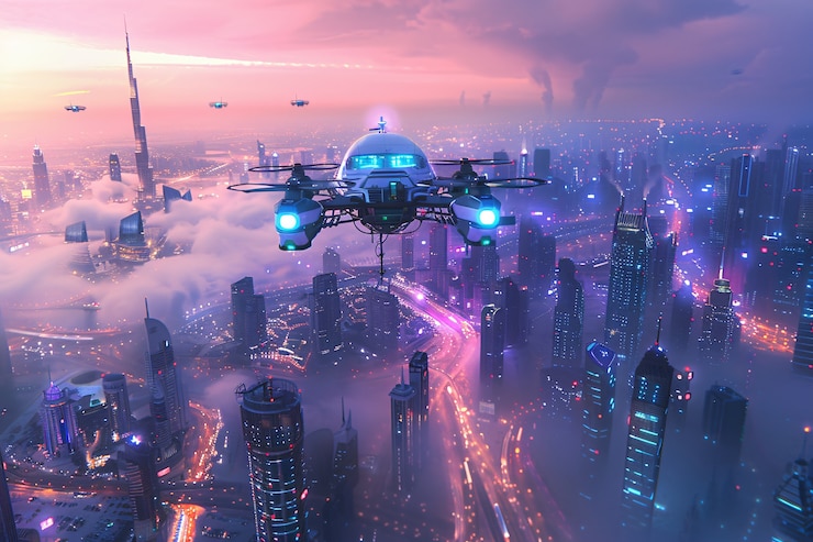 Free Photo futuristic landscape of dubai
