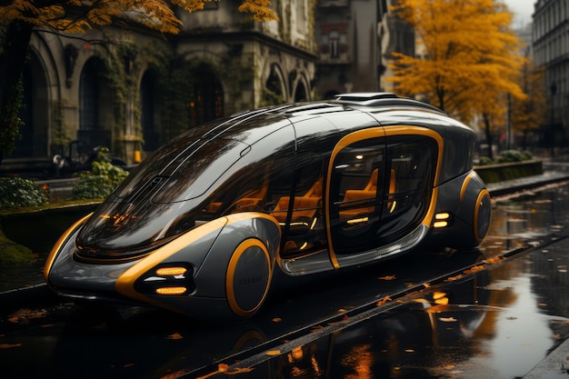 Futuristic mean of transportation in ultra modern city