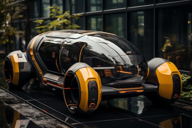 Futuristic mean of transportation in ultra modern city