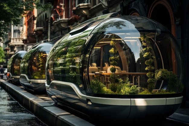 Futuristic mean of transportation in ultra modern city