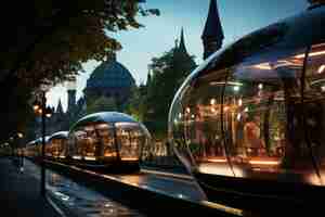 Foto gratuita metodo di trasporto futuristico in una città ultra moderna